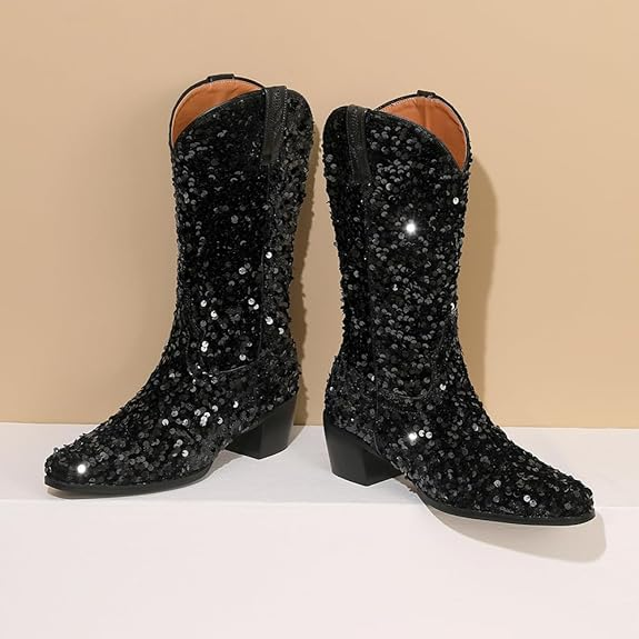 SHONA Cowgirl Boots Glitter – Soft lining | Style & Attitude