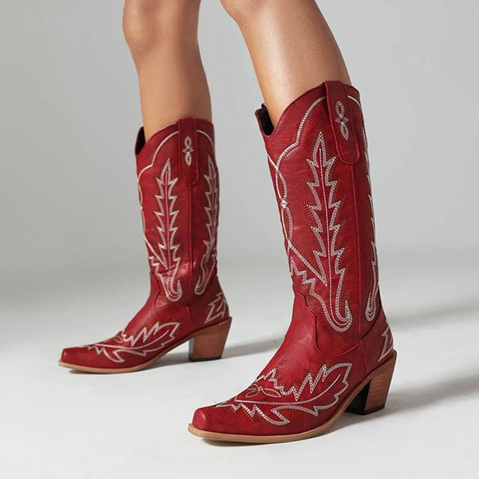 Loretta Cowgirl Boots - Resistant PU leather | Elegance & Stability