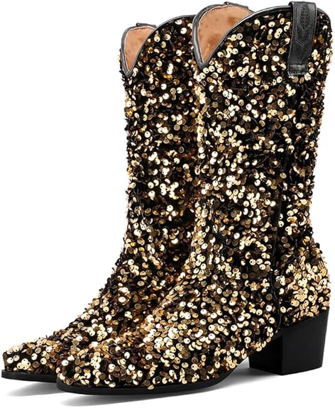 SHONA Cowgirl Boots Glitter – Soft lining | Style & Attitude