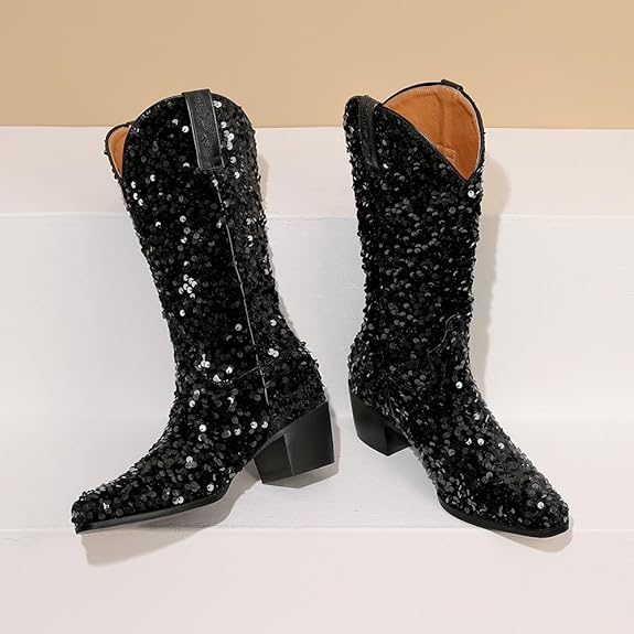SHONA Cowgirl Boots Glitter – Soft lining | Style & Attitude