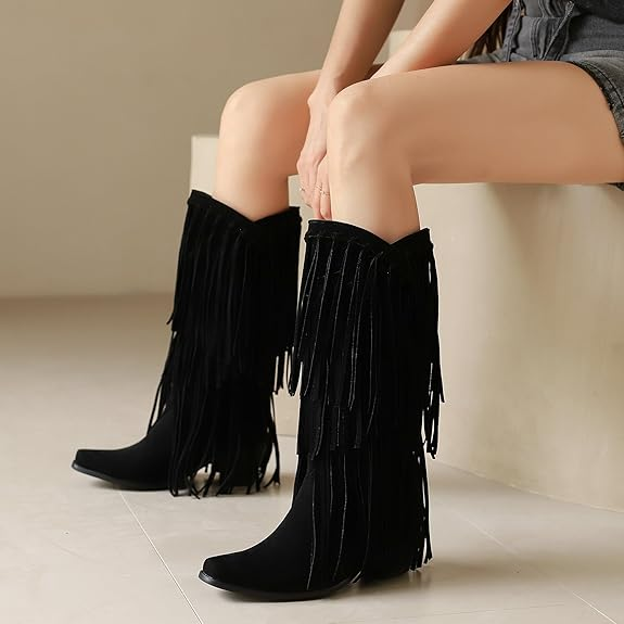 POPPY Cowgirl Boots Fringe - Soft lining | Elegance & Stability
