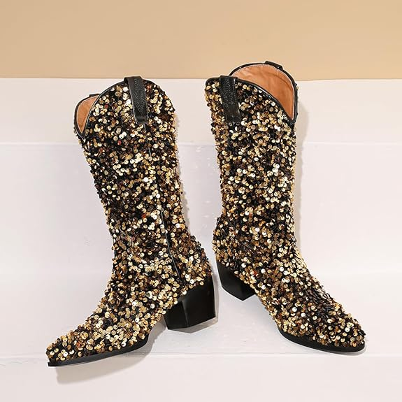 SHONA Cowgirl Boots Glitter – Soft lining | Style & Attitude