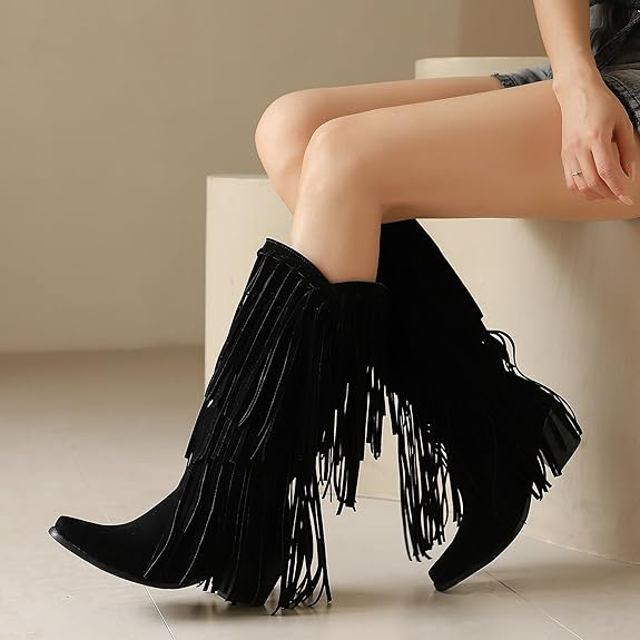 POPPY Cowgirl Boots Fringe - Soft lining | Elegance & Stability