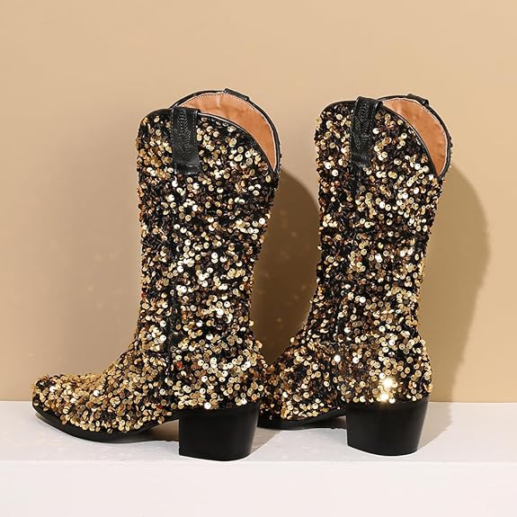 SHONA Cowgirl Boots Glitter – Soft lining | Style & Attitude