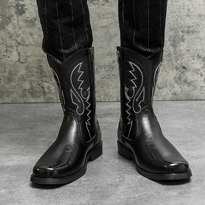 JOHNNY Mens Cowboy Boots - PU Leather | Reliable & Clean Look