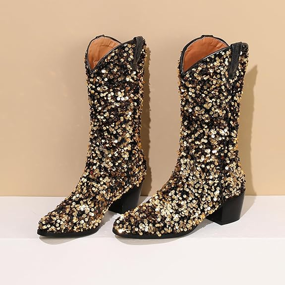 SHONA Cowgirl Boots Glitter – Soft lining | Style & Attitude
