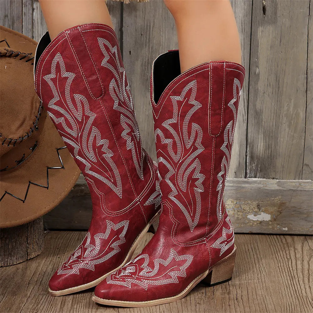 FANNY Cowgirl Boots - Resistant PU leather | Elegance & Stability - Yehaw