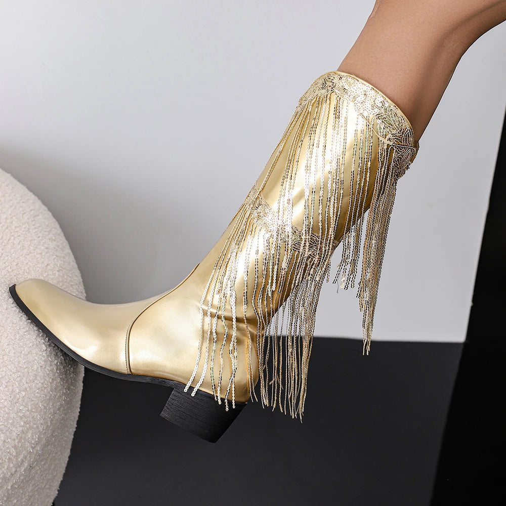 TAMMIE Cowgirl Boots Fringe - Clog Heel | Top of the range comfort - Yehaw