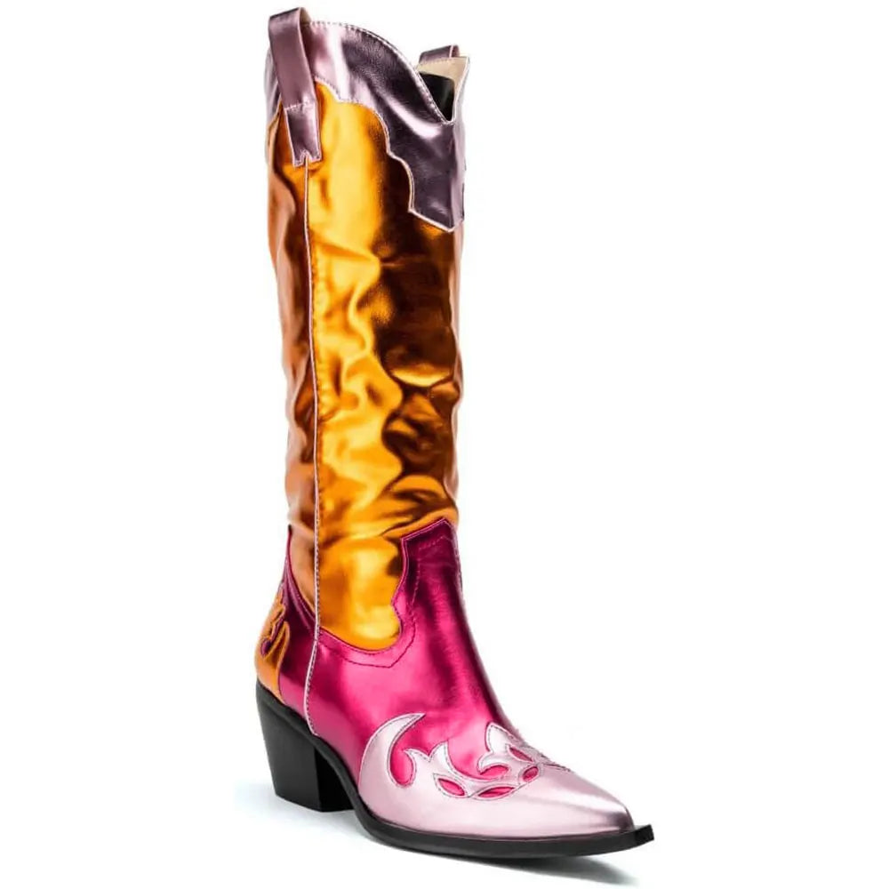 WILLA Gold Cowgirl Boots - Pointed toe | Elegance & Stability - Yehaw