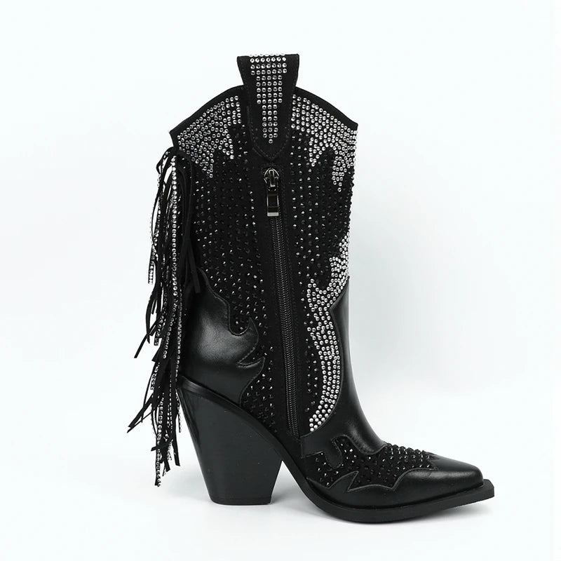 ROSA Cowgirl Boots - Shiny PU leather | Elegance & Stability - Yehaw