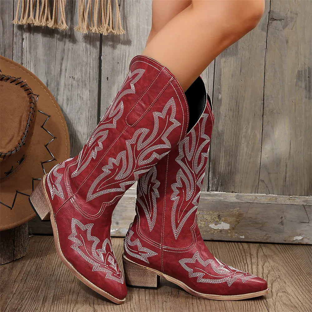 FANNY Cowgirl Boots - Resistant PU leather | Elegance & Stability - Yehaw