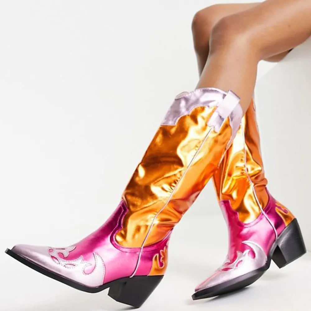 WILLA Gold Cowgirl Boots - Pointed toe | Elegance & Stability - Yehaw
