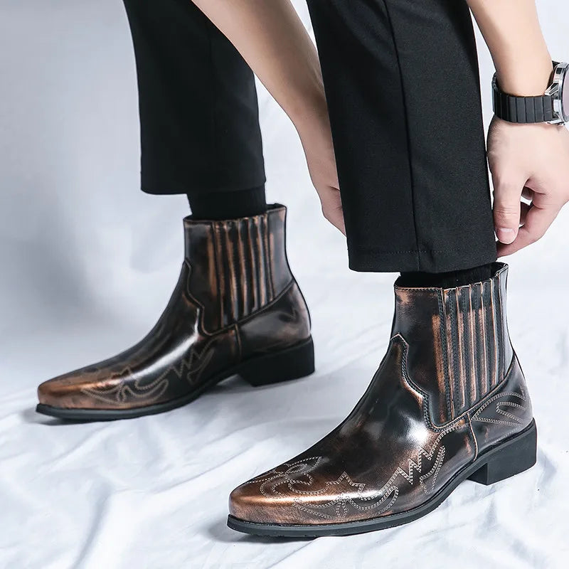 CHUCK Mens Cowboy Boots - Tough PU Leather | Timeless Style - Yehaw
