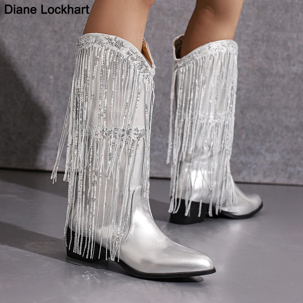 TAMMIE Cowgirl Boots Fringe - Clog Heel | Top of the range comfort - Yehaw