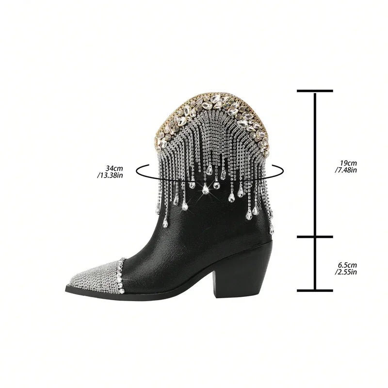 TESSA Cowgirl Boots - Shiny PU leather | Elegance & Stability - Yehaw