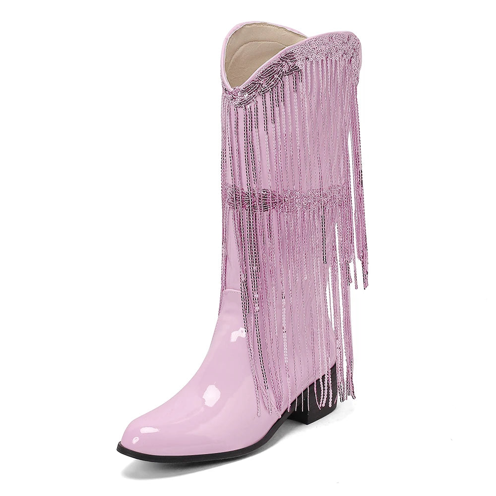 TAMMIE Cowgirl Boots Fringe - Clog Heel | Top of the range comfort - Yehaw