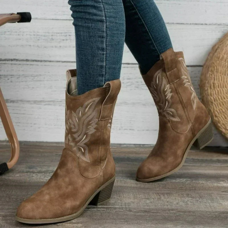 SANDY Cowgirl Boots - Resistant PU leather | Elegance & Stability - Yehaw