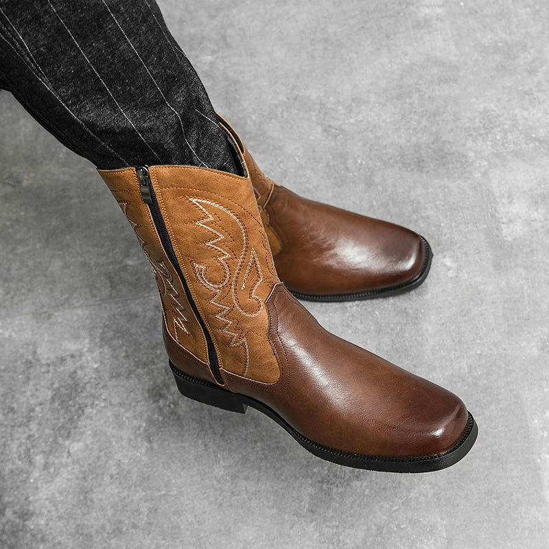 JOHNNY Mens Cowboy Boots - PU Leather | Reliable & Clean Look - Yehaw