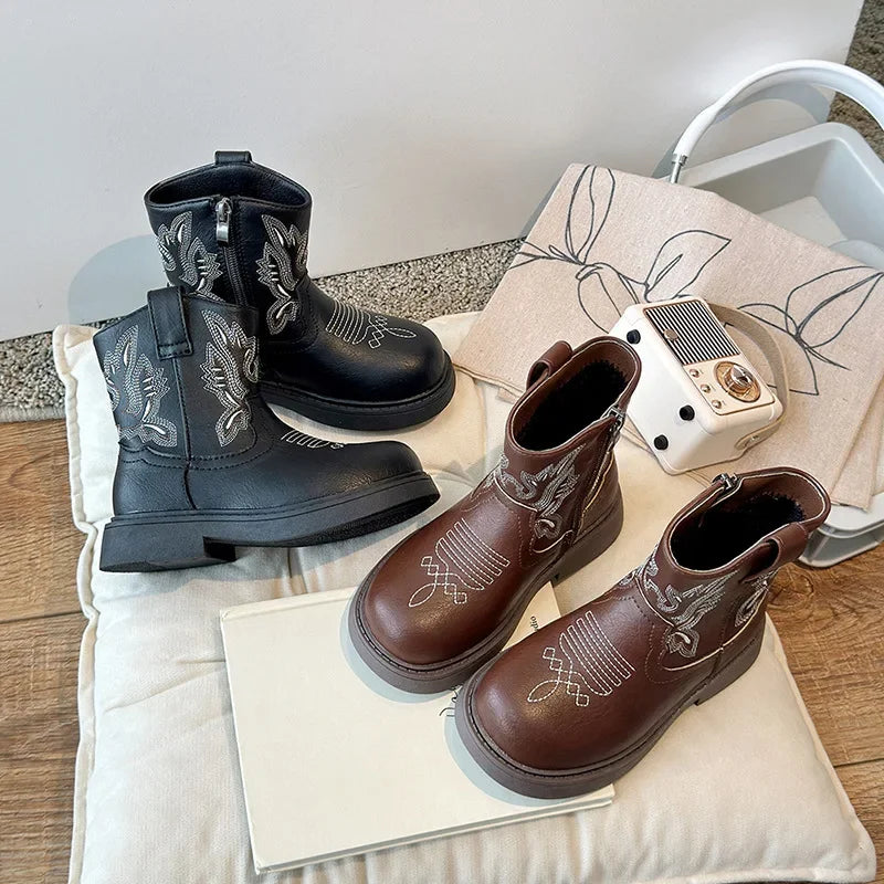 PERL Kids Cowboy Boots - Soft PU leather | Stable & Easy to slip on - Yehaw