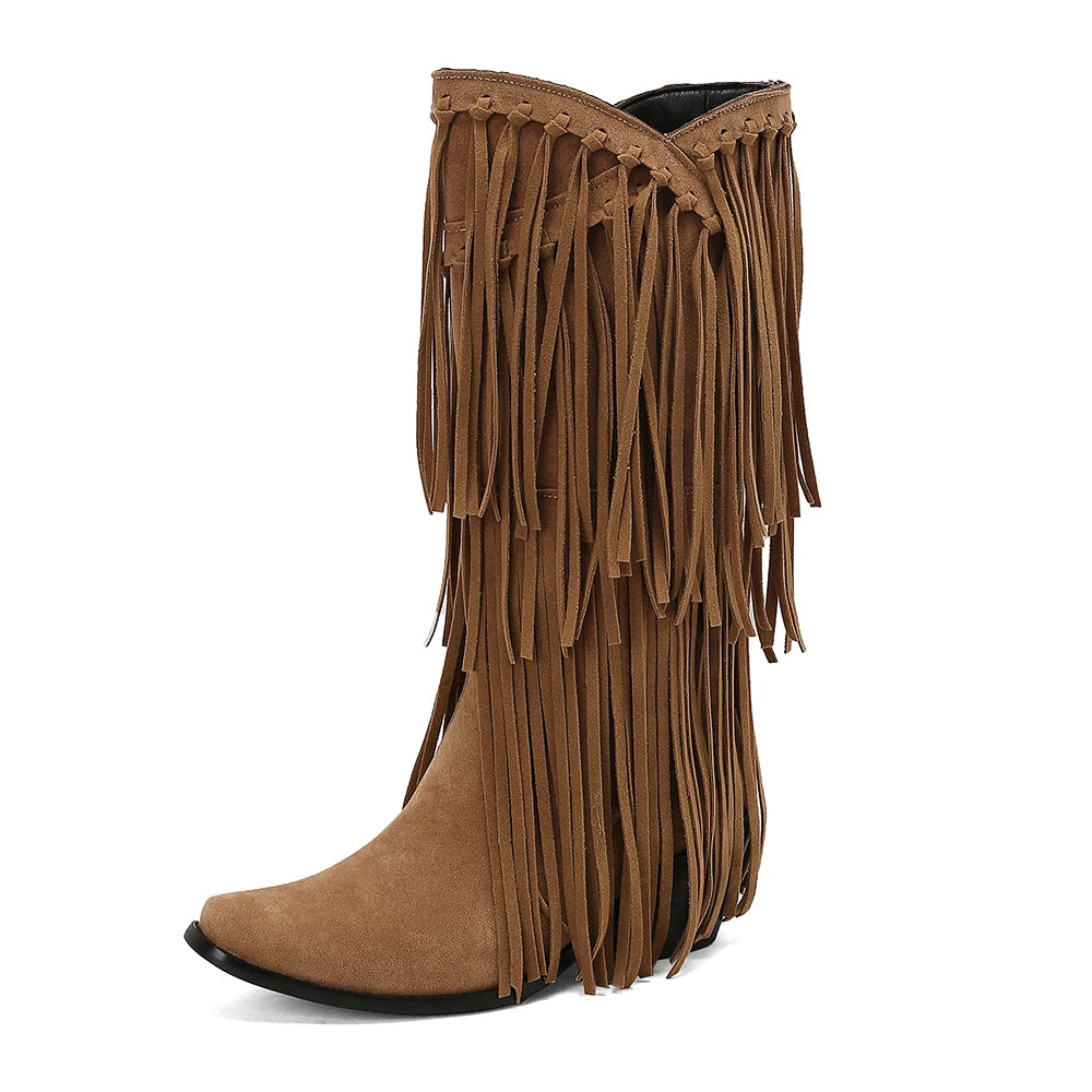 POPPY Cowgirl Boots Fringe - Soft lining | Elegance & Stability - Yehaw
