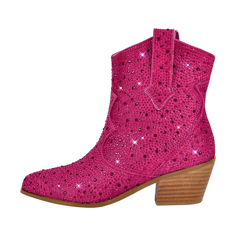 SASHA Cowgirl Boots - Shiny PU leather | Elegance & Stability - Yehaw