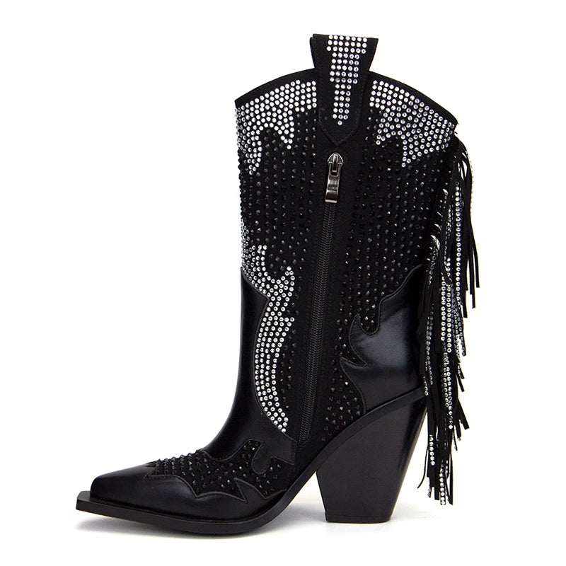 ROSA Cowgirl Boots - Shiny PU leather | Elegance & Stability - Yehaw