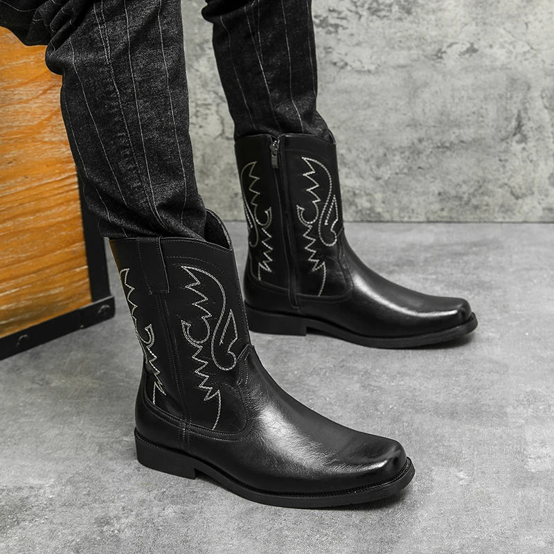 JOHNNY Mens Cowboy Boots - PU Leather | Reliable & Clean Look - Yehaw