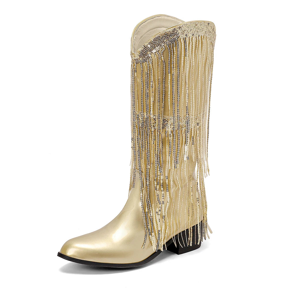 TAMMIE Cowgirl Boots Fringe - Clog Heel | Top of the range comfort - Yehaw