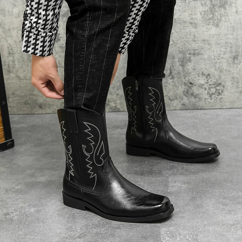 JOHNNY Mens Cowboy Boots - PU Leather | Reliable & Clean Look - Yehaw