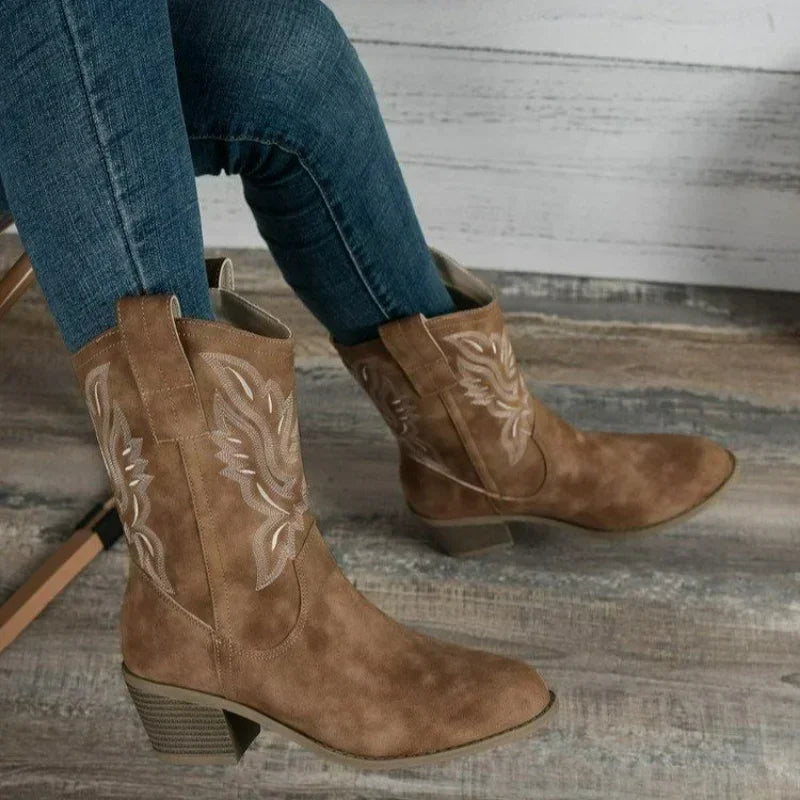 SANDY Cowgirl Boots - Resistant PU leather | Elegance & Stability - Yehaw