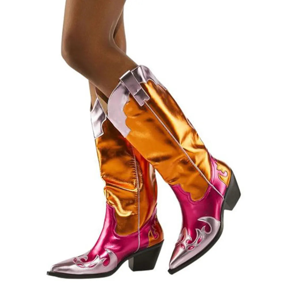 WILLA Gold Cowgirl Boots - Pointed toe | Elegance & Stability - Yehaw