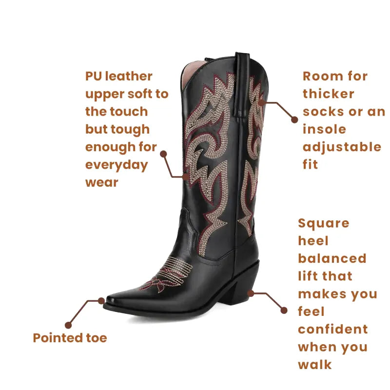 ALICE Cowgirl Boots - Pointed toe | Elegance & Stability - Yehaw