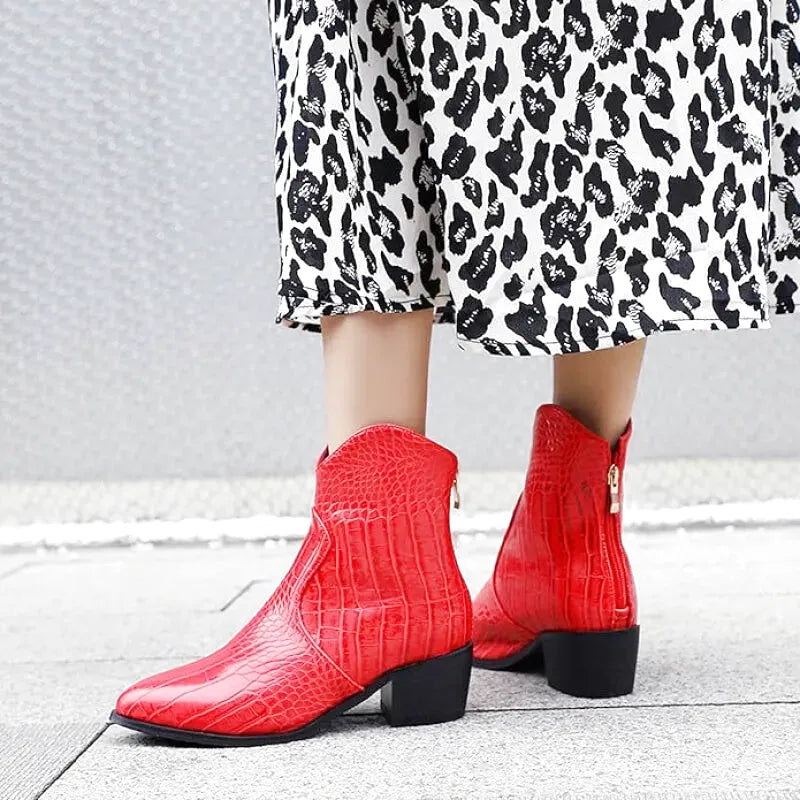 ANNIE Cowgirl Boots - Crocodile PU leather | Elegance & Stability - Yehaw