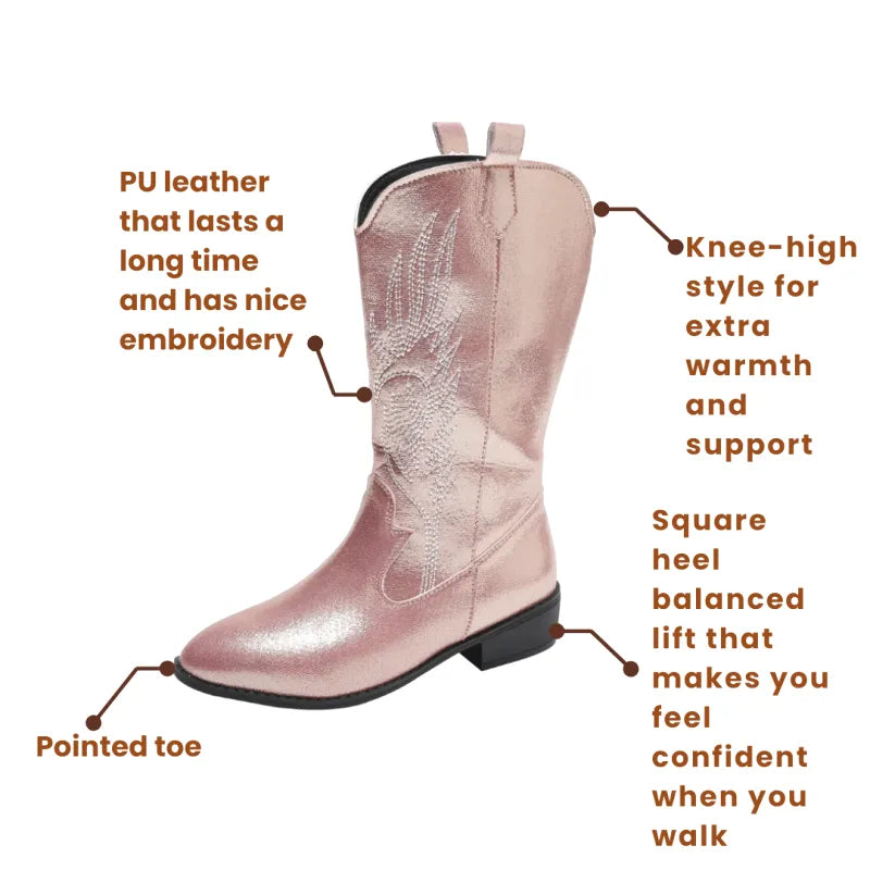 BESSIE Cowgirl Boots - Resistant PU leather | Elegance & Stability - Yehaw