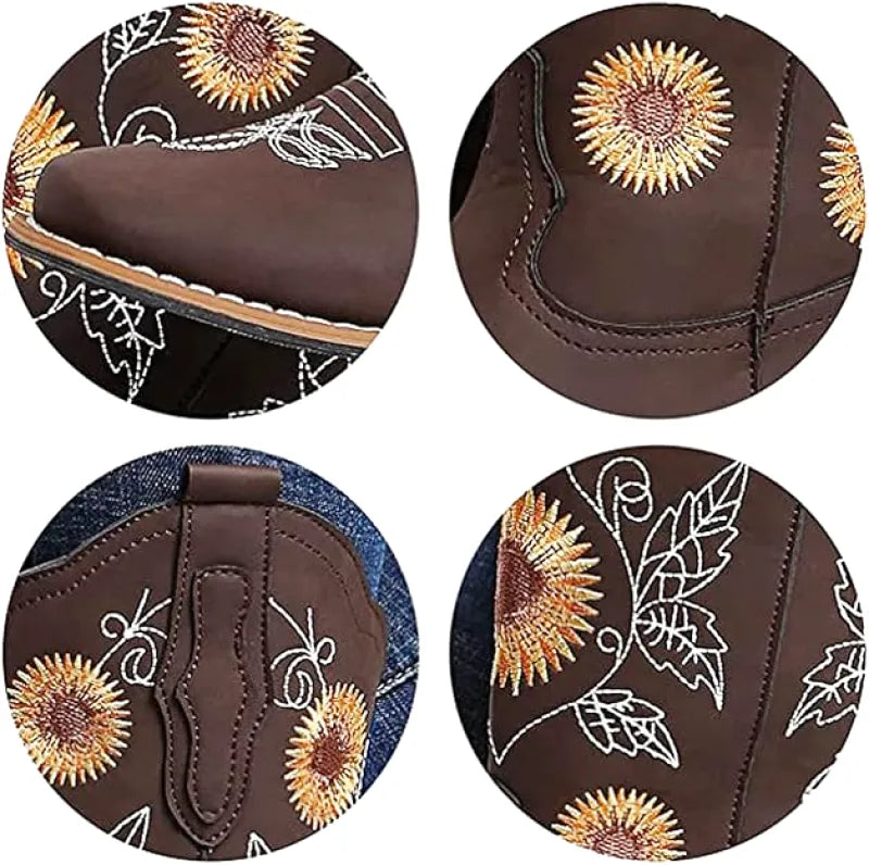 BROOK Cowgirl Boots - Resistant PU leather | Flower Pattern - Yehaw