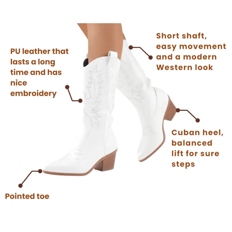 CALLIE Cowgirl Boots - Resistant PU leather | Elegance & Stability - Yehaw