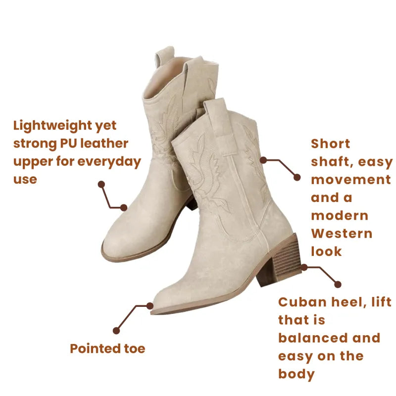 CASSIDY Cowgirl Boots - Resistant PU leather | Elegance & Stability - Yehaw