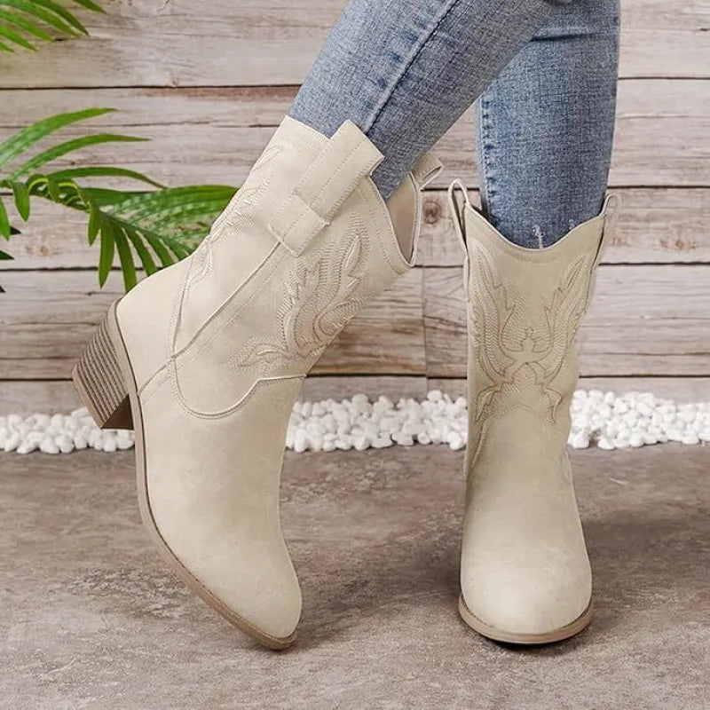 CASSIDY Cowgirl Boots - Resistant PU leather | Elegance & Stability - Yehaw