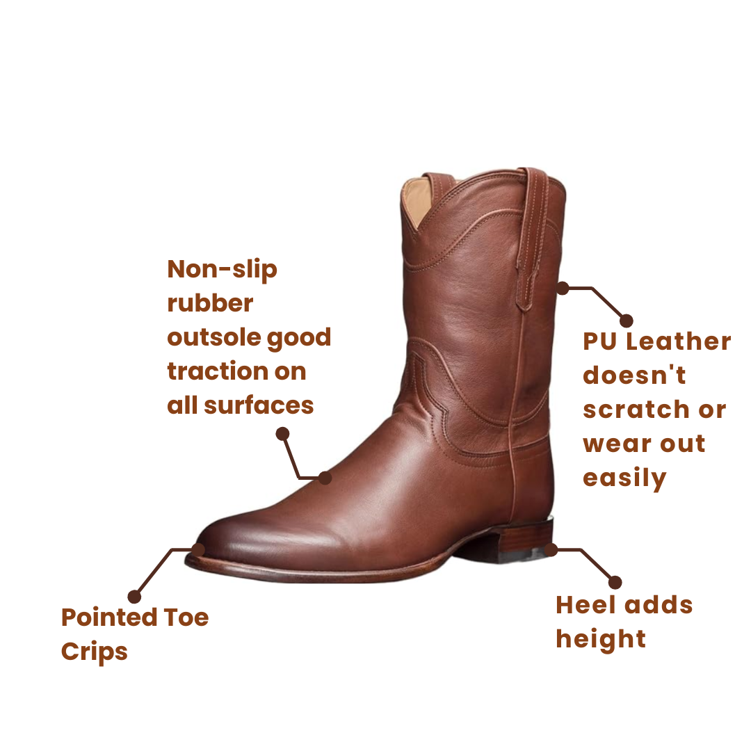 BILL Mens Cowboy Boots - PU Leather | Sturdy & Sharp
