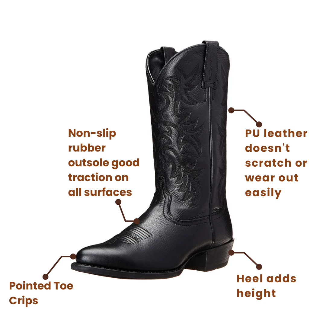 Levi Mens Cowboy Boots - Tough PU Leather | Timeless Style
