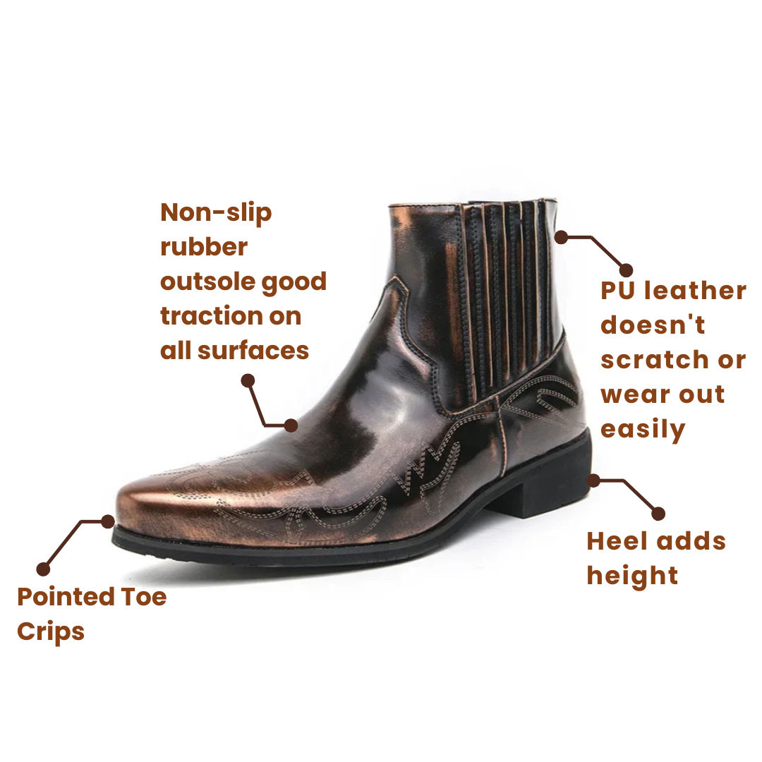 CHUCK Mens Cowboy Boots - Tough PU Leather | Timeless Style