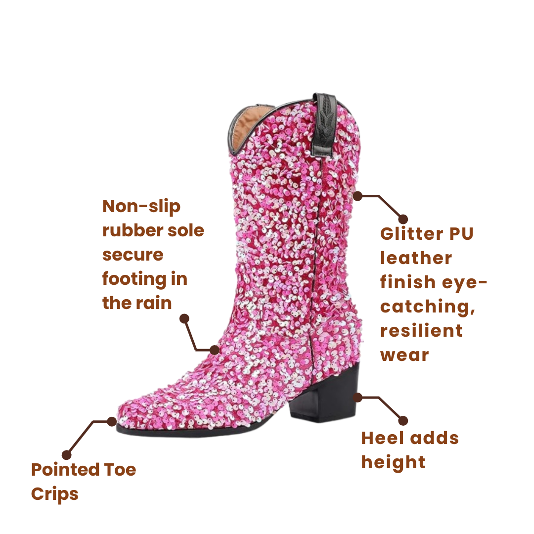 SHONA Cowgirl Boots Glitter – Soft lining | Style & Attitude