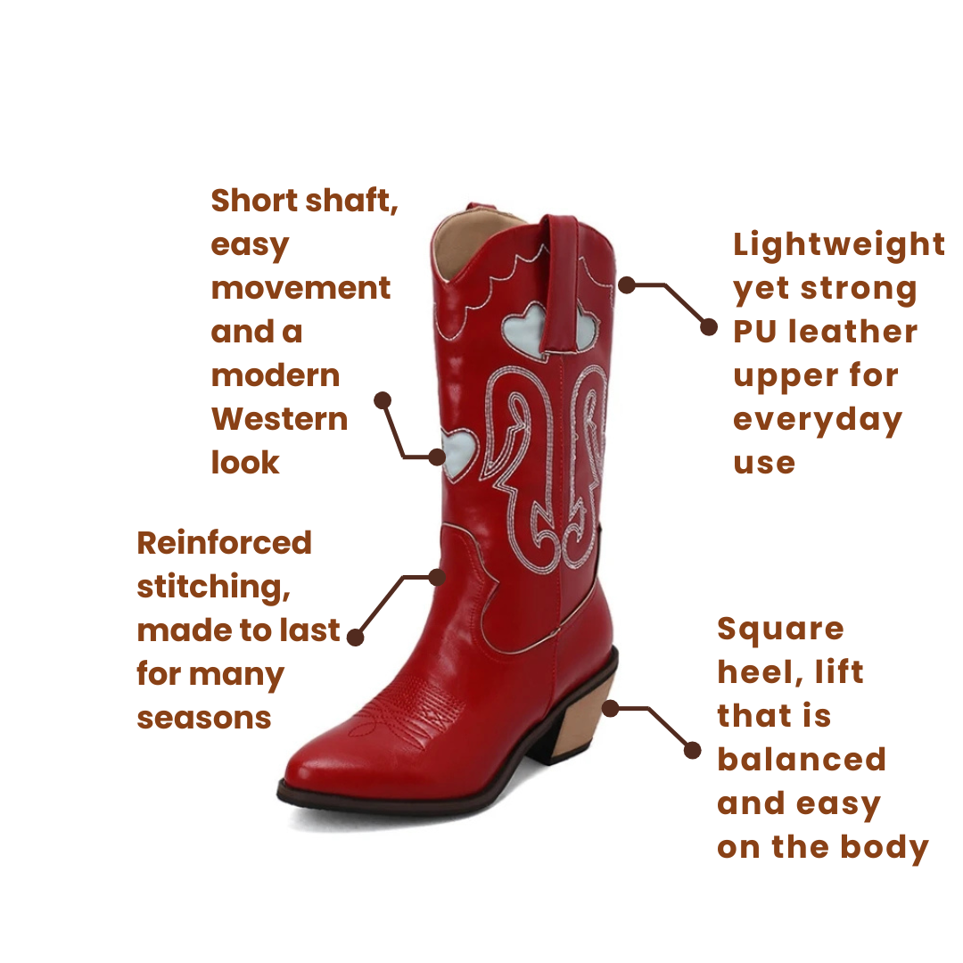 SALLY Cowgirl Boots - Resistant PU leather | Stand-Up Style