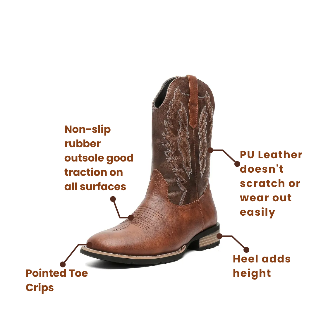 BOB Mens Cowboy Boots - PU Leather | Bold Design & Fit