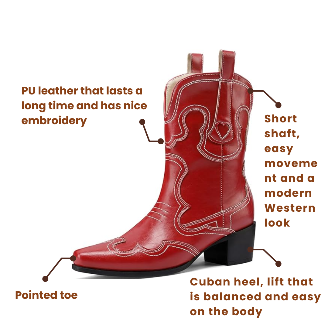 GRACIE Cowgirl Boots - Resistant PU leather | Elegance & Stability
