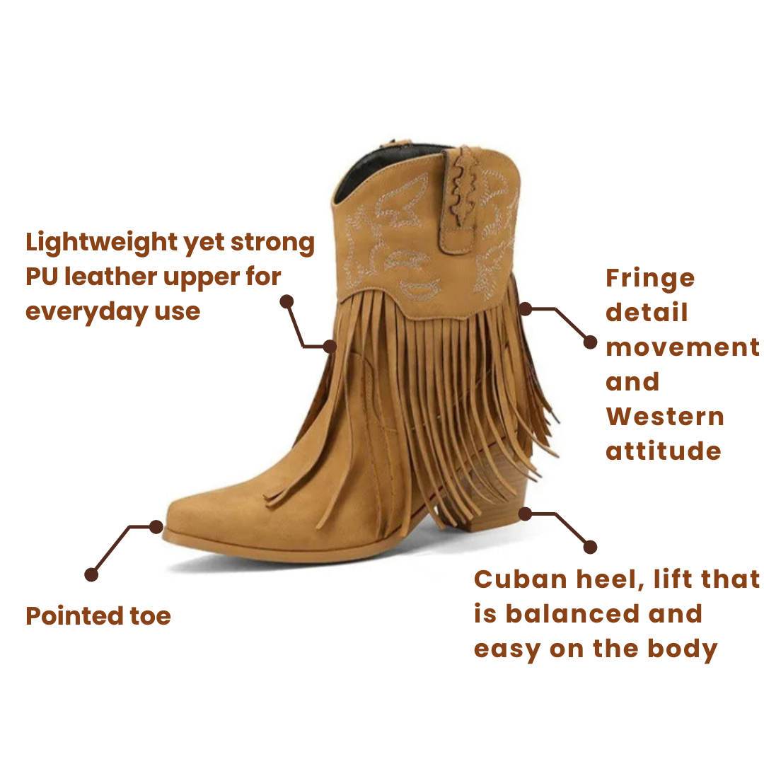 SAVANNAH Cowgirl Boots Fringe - Soft lining | Elegance & Stability