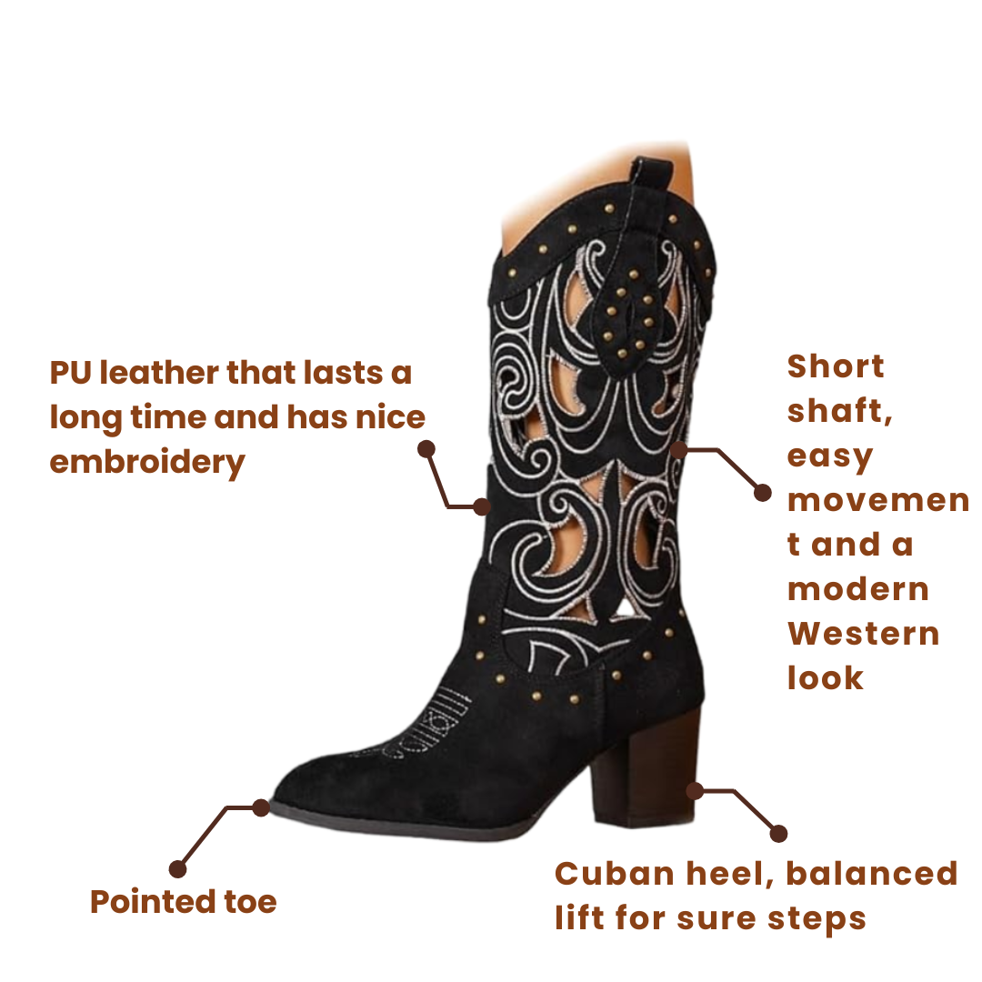 MONTANA Cowgirl Boots - Resistant PU leather | Elegance & Stability