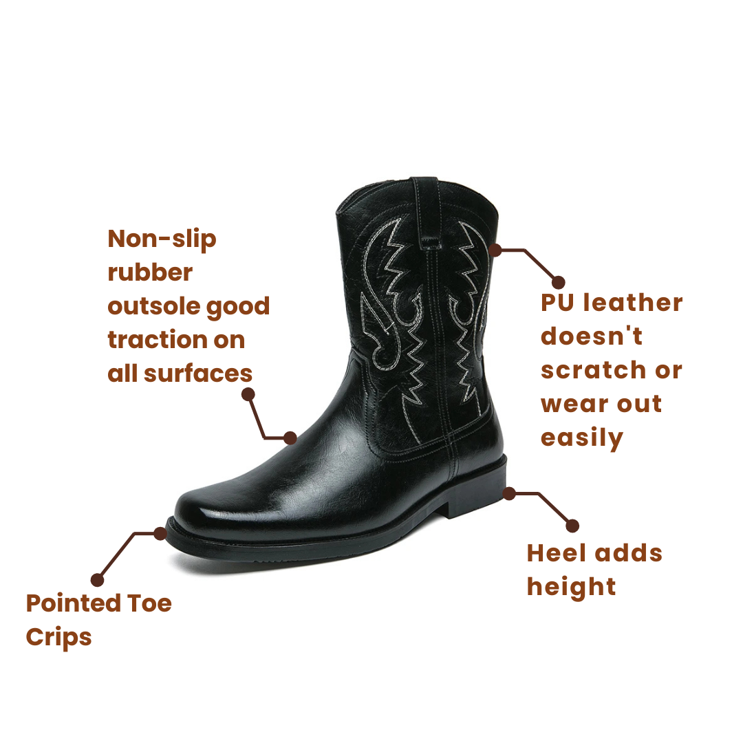 JOHNNY Mens Cowboy Boots - PU Leather | Reliable & Clean Look
