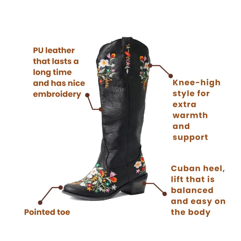 DAISY Cowgirl Boots - Resistant PU leather | Elegance & Stability - Yehaw