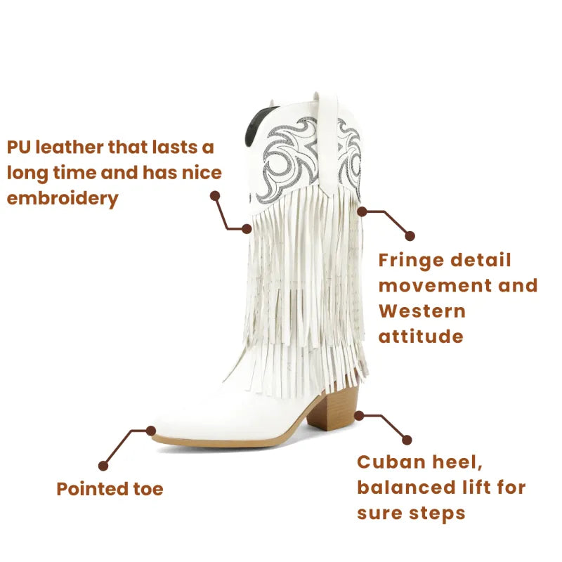 DIAMOND Cowgirl Boots Fringe - Soft lining | Elegance & Stability - Yehaw